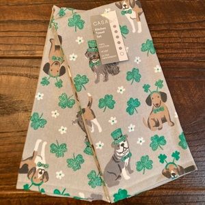 St. Patricks Day Dog Kitchen Towels, Bulldog Dachshund Beagle Sheep Dog Towels